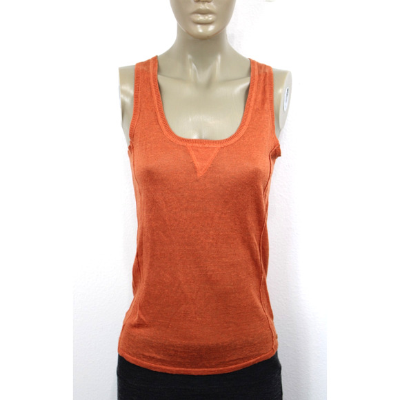 Knitted by IKKS Women's Sleeveless Orange Knit Sweater 0.616 Decoration Linen S - Picture 1 of 10